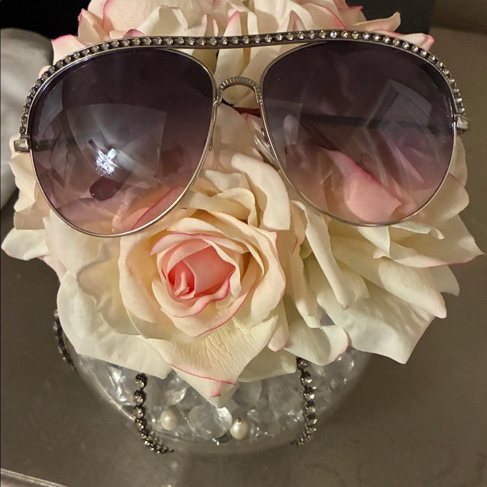 Elegant Aviator Bling Sunglasses Rosey pink lenses 💎 💖